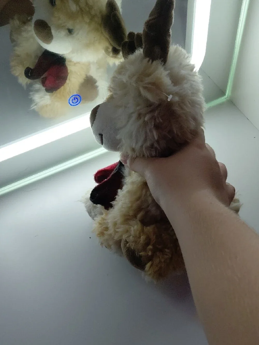 Plush Reindeer Dog Toy in Cream and Brown - Soft Squeaky Plush
